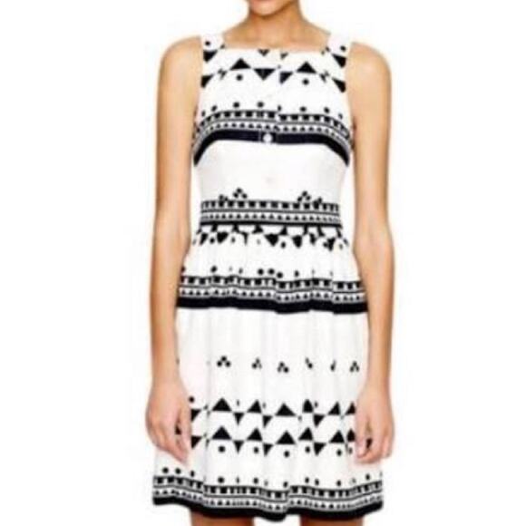 J.Crew Roller Girl Linen Sleeveless Dress Black and White Women’s size 0 - Picture 1 of 7